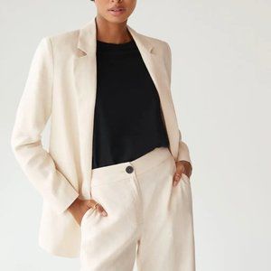 Mango Linen Blazer Suit in Ecru NWT